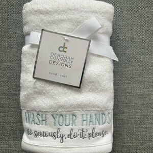 Deborah Connolly Designs Set of 2 Hand Towels embroidered “Wash Your Hands”
